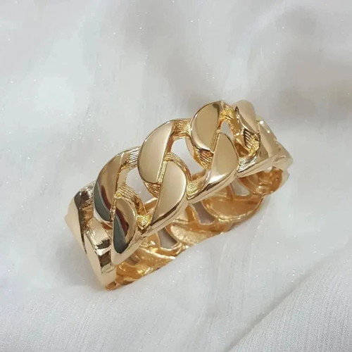 دستبند چفتی کارتیه YSX | بافت درشت طلایی